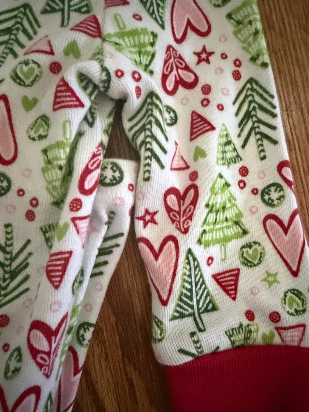 American Girl White One-Piece Footie with Red & Green Holiday Print